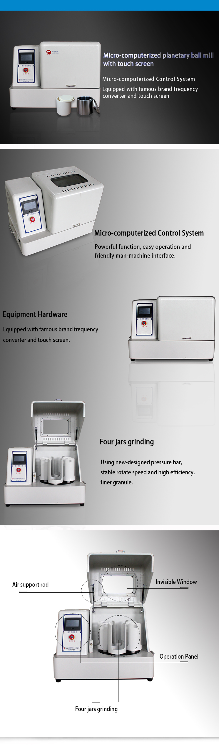 Micro-computerized Touch Screen Planetary Ball Mill